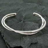 Duo Twist Silver Torque Bracelet
