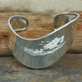 Double Textured Wave Silver Cuff Bracelet