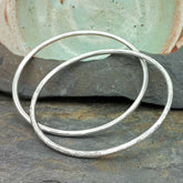 Polished & Hammered Large silver bangles