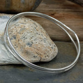 Polished Duo Silver Bangle