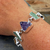 Tanzanite, Citrine, Peridot and Amethyst handmade silver bracelet