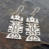 Rectangular Tree of Life Silver Earrings