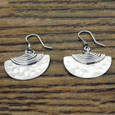 Hammered Half Circle Silver Earrings