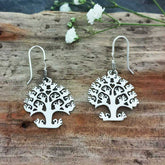 Small round Tree of life handmade silver earrings