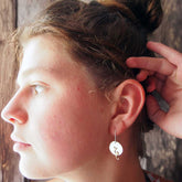 Moon Copper Cat Silver Earrings