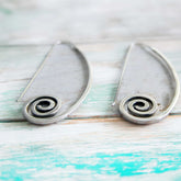Long Spiral Hook Silver Earrings
