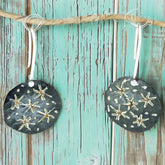 Gold star oxidised handmade silver earrings