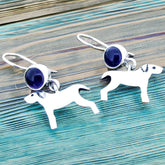Dog with Amethyst Silver Earrings