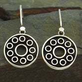 Oxidised Circles Silver Earrings