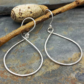 Hammered Teardrop Silver Earrings