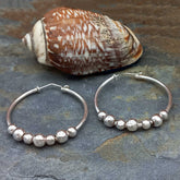 Hoop with Balls Silver Earrings