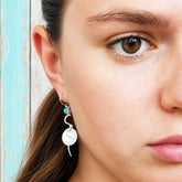 Silver Statement earrings handmade Mexican with Turquoise stone