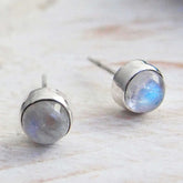 Moonstone 6mm Silver Stud Earrings