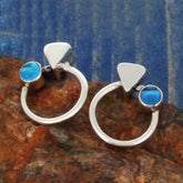 Blue Topaz Circle Silver Stud Earrings