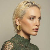 Statement sophisticated brass with sterling silver posts stud earrings