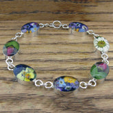Oval Silver Flower Bracelet