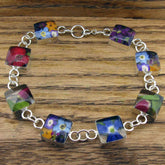 Square Silver Flower Bracelet