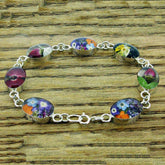 Oval Silver Flower Bracelet