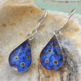 Teardrop Forget-me-not Silver Flower Earrings