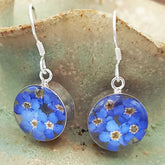 Circle Forget-me-not Silver Flower Earrings