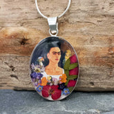 Frida Kahlo with parrots flowers pendant