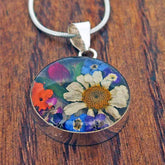 Circle Silver Flower Pendant