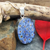 Oval Forget-me-not Silver Flower Pendant