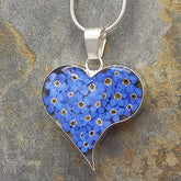 Heart Forget-me-not Silver Flower Pendant
