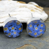 Circle Forget-me-not Silver Stud Flower Earrings