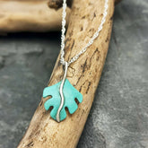 Mini Patina Leaf Silver Necklace (75)