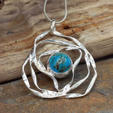 Turquoise Squiggle Silver Pendant
