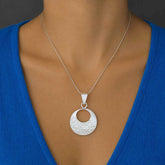 Hammered chunky silver statement pendant