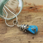 Turquoise with Bronze Alambres Silver Pendant