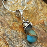 Amazonite with Bronze Alambres Silver Pendant