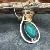 Chrysocolla Oval Silver Pendant