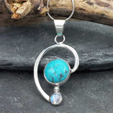 Turquoise Moonstone sterling silver pendant