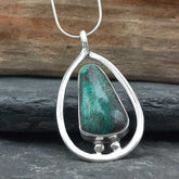 Silver Mexican necklace with Chrysocolla
