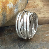 Polished Strands Silver Ring