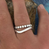 Unusual silver ring with beads