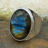 Labradorite Oval Silver Ring