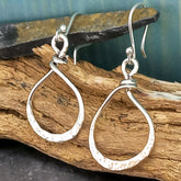 Hammered loop silver earrings