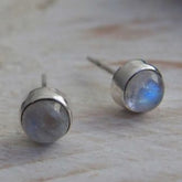Moonstone 6mm Silver Stud Earrings