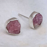 Handmade Silver earrings with rustic ruby