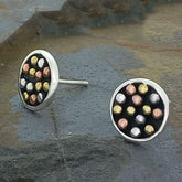 Dotty, Sterling Silver, Bronze, Copper Stud Earrings