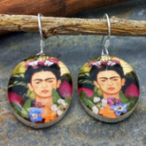 Frida Kahlo with Flowers Sterling Silver Earrings