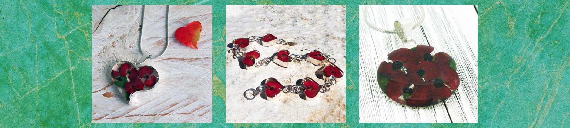 Poppy Jewellery with Real Flowers by Silver Bubble