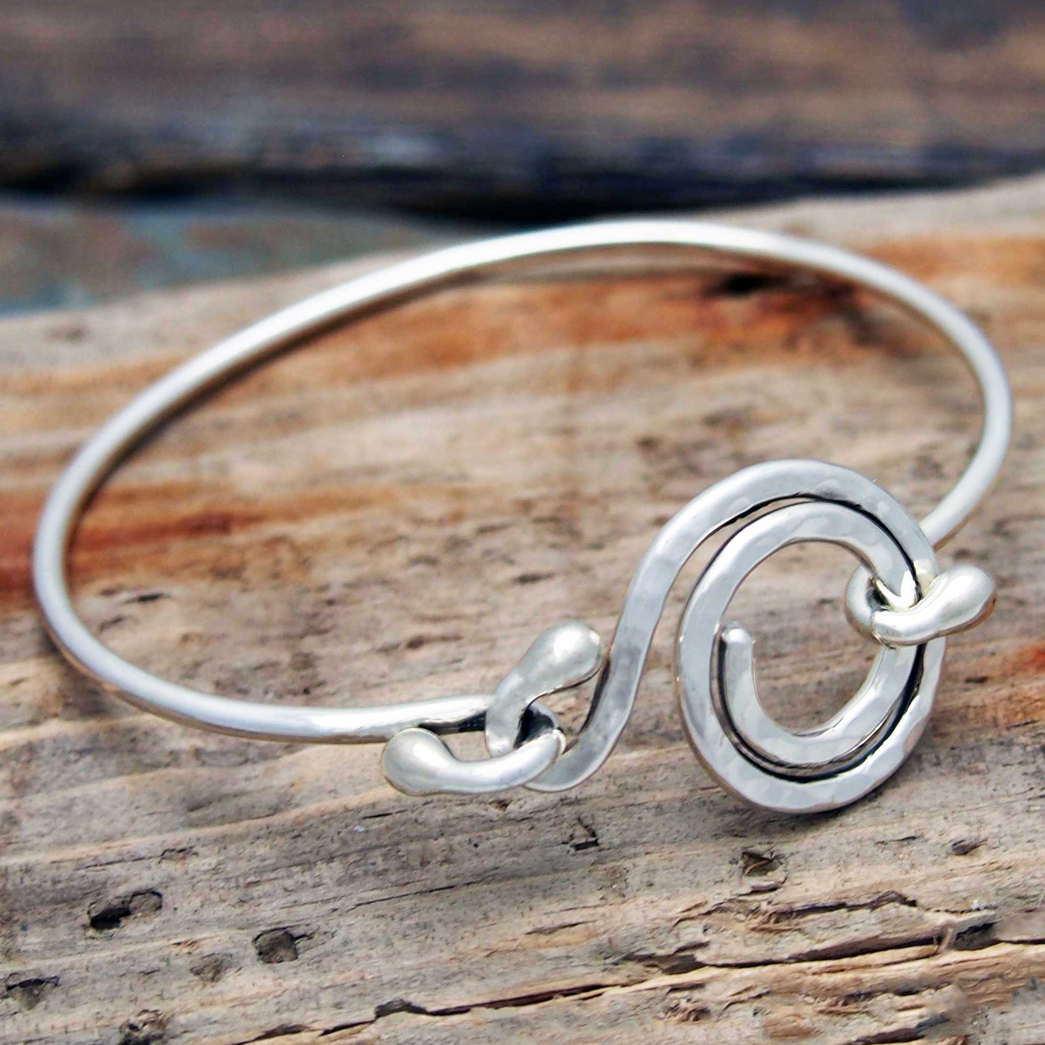 Spiral Clasp Silver Bracelet