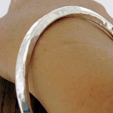 Chunky hammered sterling silver bracelet