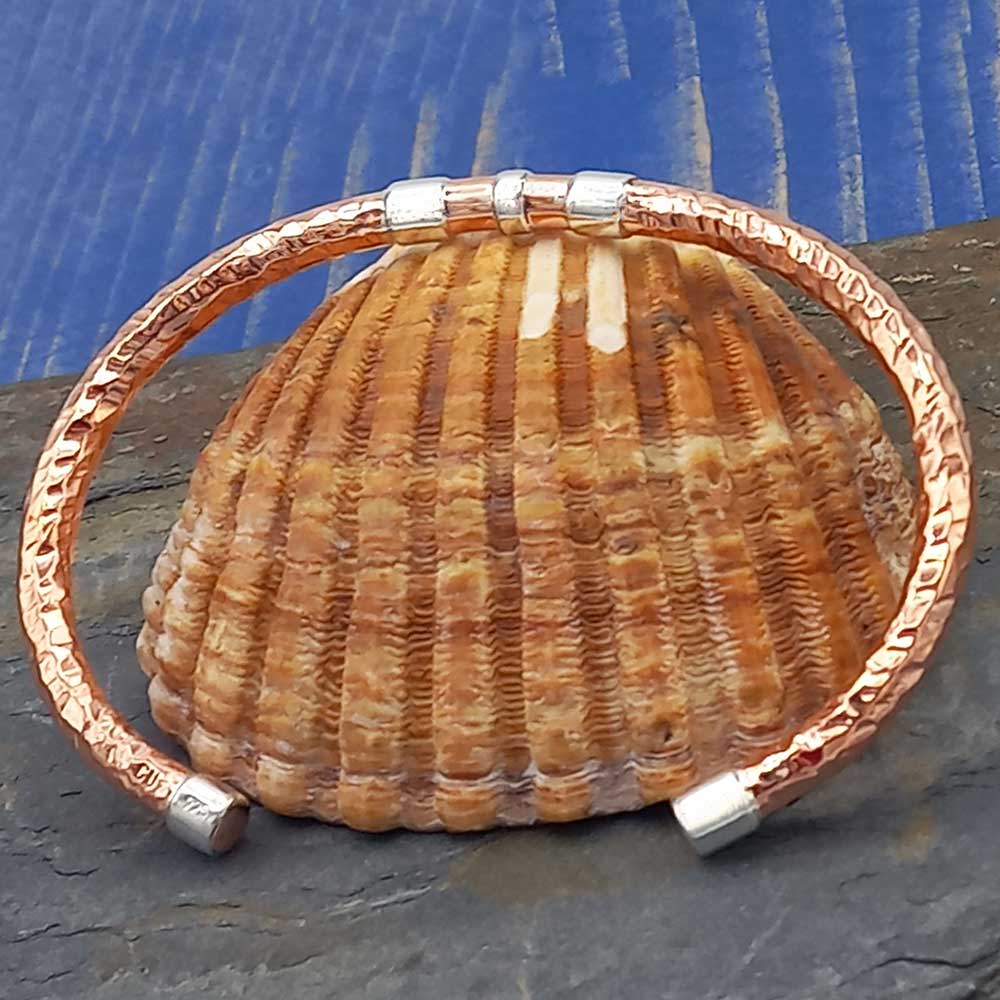 Copper silver unusual cuff