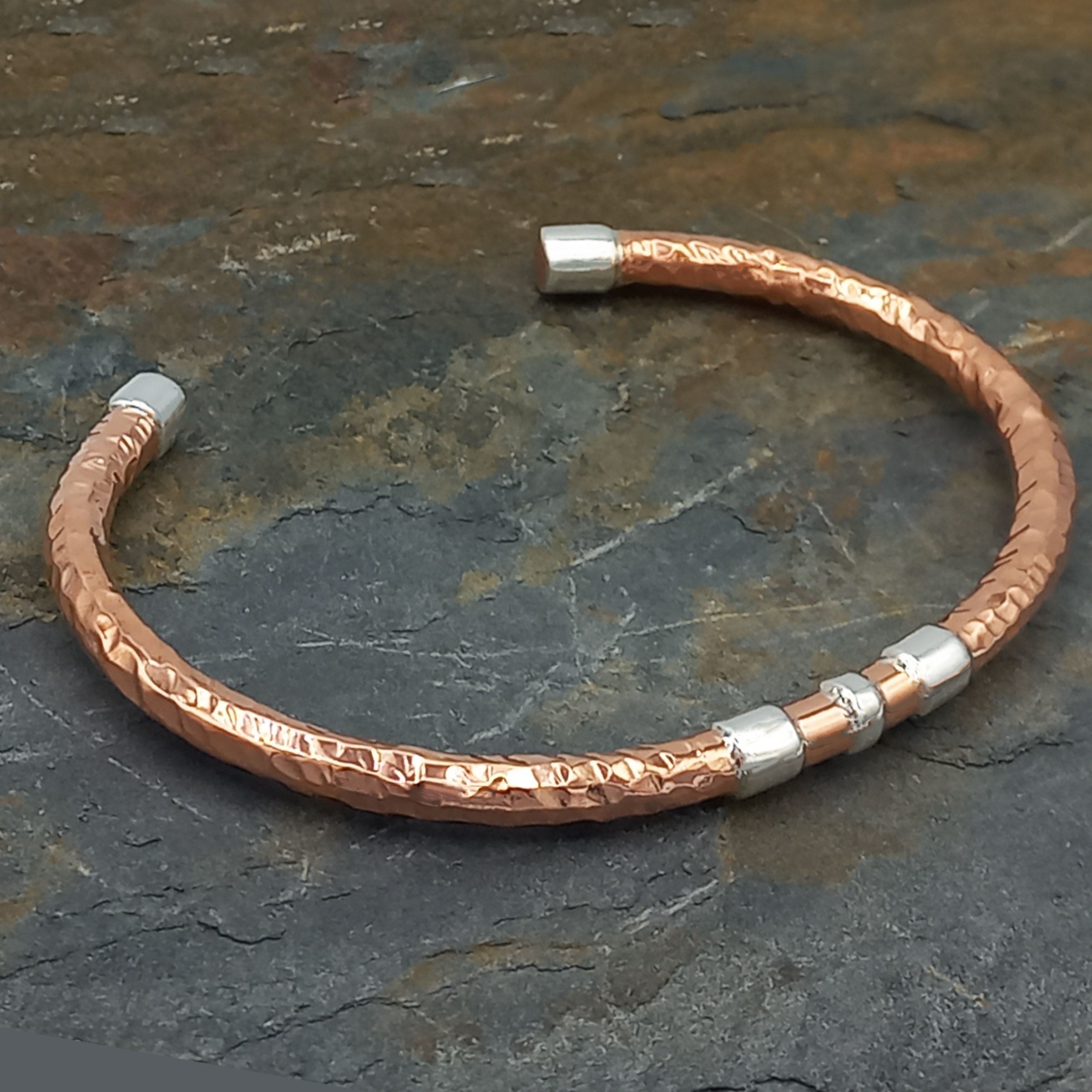 Handmade Copper & Silver Torque Cuff Bracelet